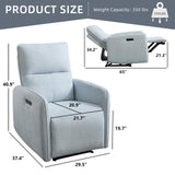 IOMOR Power Recliner Chair for Adults, Electric Recliner with USB Tape-C Ports, Zero Wall Single Reclining for Small Space, Living Room (1, Blue) IOMOR