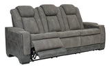 Signature Design by Ashley Next-Gen DuraPella Modern Faux Leather Power Reclining Sofa with Adjustable Headrest, Gray Signature Design by Ashley