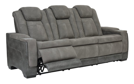 Signature Design by Ashley Next-Gen DuraPella Modern Faux Leather Power Reclining Sofa with Adjustable Headrest, Gray Signature Design by Ashley