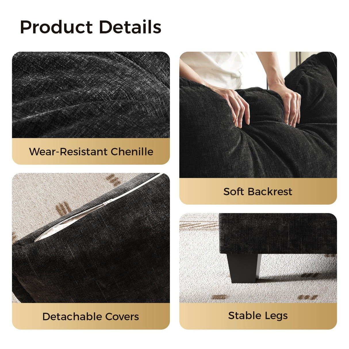 KKL Modular Sectional Sofa, Loveseat 2 Seater Cloud Couch with Ottoman, Chenille Modern Sectional Couches for Living Room, Apartment KKL