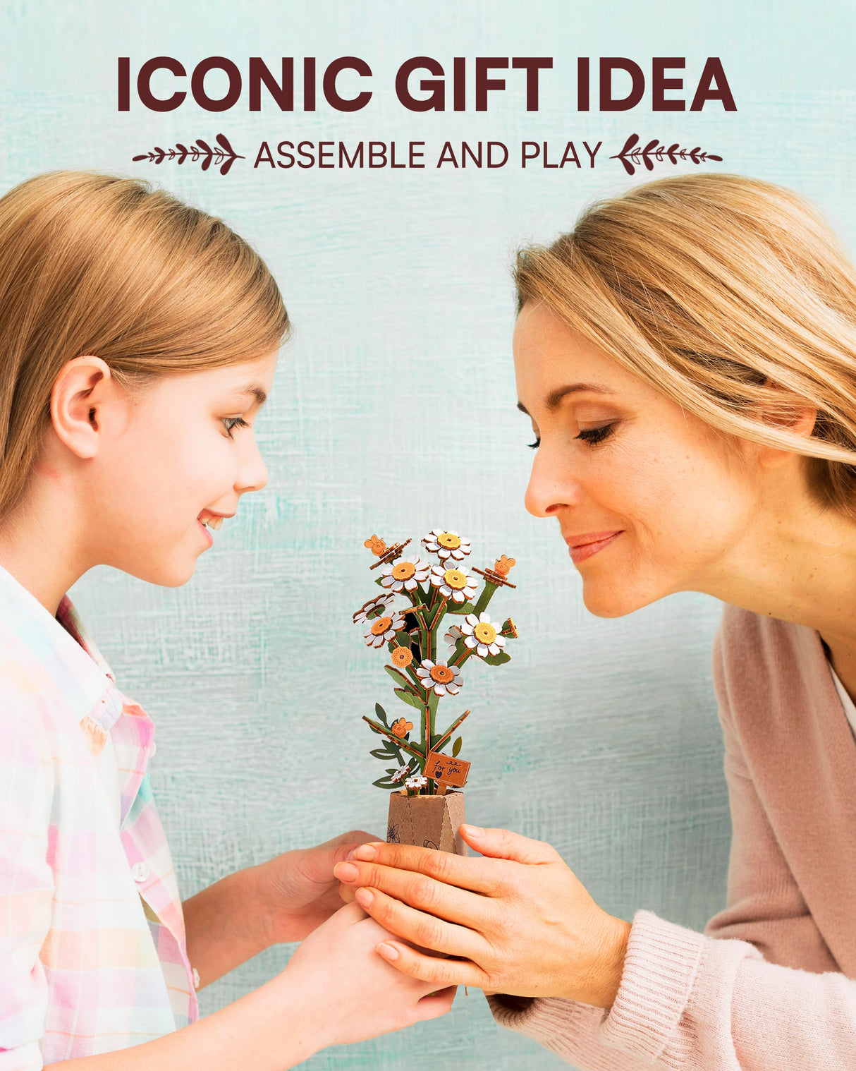 Wowood 3D Flower Wooden Puzzles for Adults-Chamomile, DIY Wooden Flowers Model Kit Building Set Crafts for Adults to Build, Botanical Collection/Ideal Creative Gift Ideas/Housewarming (101PCS) Wowood