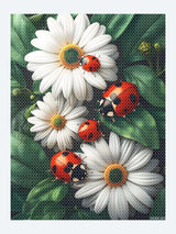 MOER SKY Beautiful Ladybugs Daisy Diamond Painting Art Kit for Adults, Spring Diamond Art Painting for Beginners, Full Drill Round Gem Art Flowers Painting 12x16 Inch MOER SKY