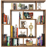 Armocity 6 Tier Display Book Shelf Wall Mounted Bookshelf Freestanding Geometric Bookcase Floating Book Shelves for Wall Bedroom Living Room Home Office, 45.5"(W) * 47"(H), Rustic Brown Armocity