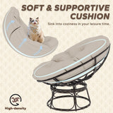 MeetLeisure 46'' Large Size Papasan Chair with Cushion and Frame, Overstuffed Thickened Papasan, Lazy Circle Round Chair, Beige MeetLeisure