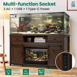 Fantico 75-120 Gallon Aquarium Stand with Power Outlets - Dual Aquarium Support, Cabinet Storage, Thick Hardwood Top, Versatile Socket with Adjustable Panels, 1200 lbs Capacity, Rustic Brown Fantico