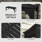 Outsunny Wooden Garden Bench, Outdoor Park Bench with Slatted Seat, Backless Front Porch Bench with Curved Seat for Conservatory, Garden, Poolside, Deck, Black Outsunny