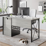 Bestier Office Desk with Drawers, 55 inch Industrial Computer Desk with Storage, Wood Teacher Desk with Keyboard Tray & File Drawer for Home Office, Wash White Bestier
