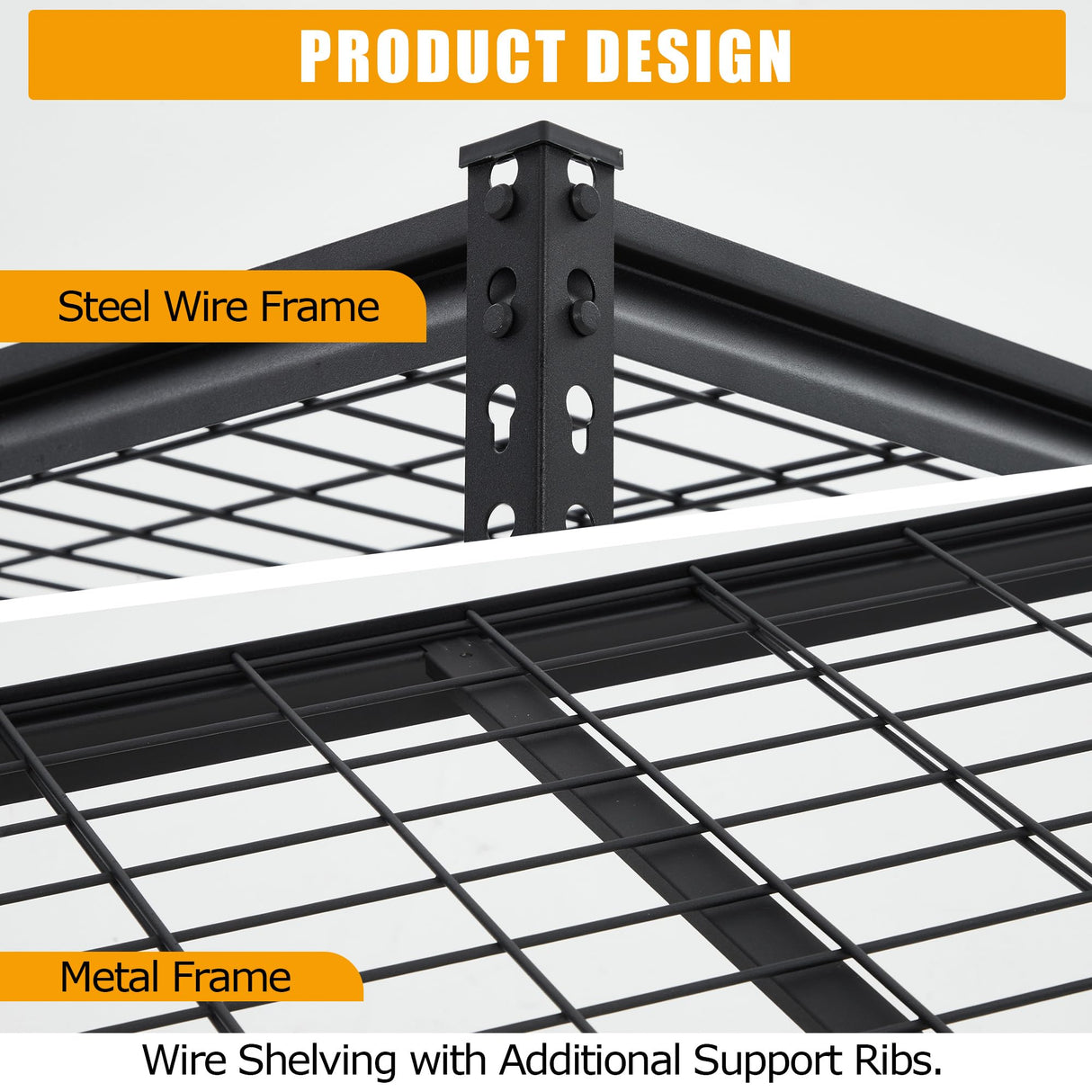 FinerFurnis Heavy Duty 5-Tier Garage Shelving Unit 2500 Lbs Capacity Adjustable Metal Storage Shelves Industrial Utility Rack 48x18x72 Inch Durable and Storage Solution for Garage and Workshop FinerFurnis