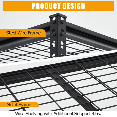 FinerFurnis Heavy Duty 5-Tier Garage Shelving Unit 2500 Lbs Capacity Adjustable Metal Storage Shelves Industrial Utility Rack 48x18x72 Inch Durable and Storage Solution for Garage and Workshop FinerFurnis