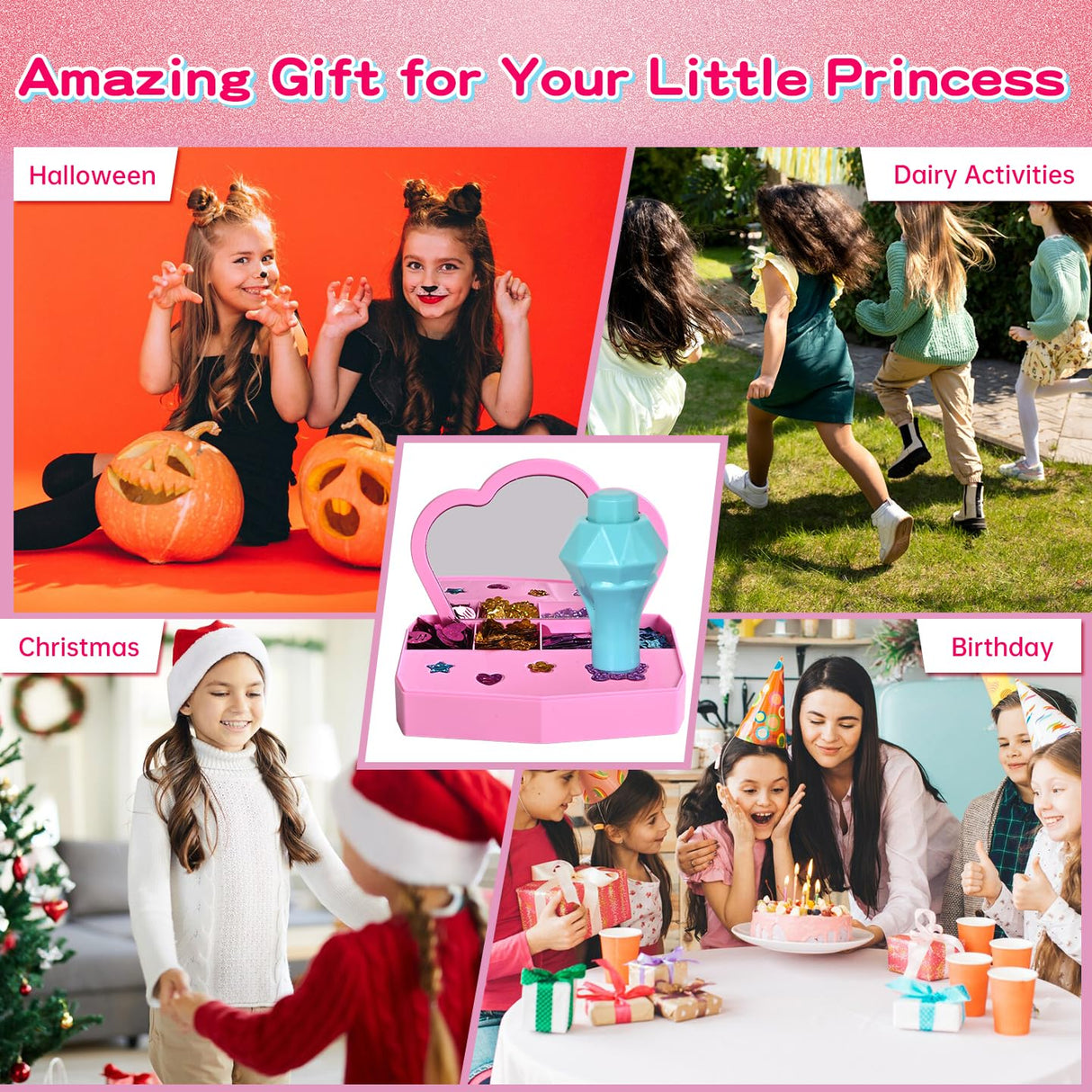 Hair Gem Stamper Kit for Girls, Pluspace Hair Gems for Girls with 600 Hair Glitter Patch, No-Glue Hairstyle Design Art Crafts, Hair Bedazzler Tool Reusable Princess Hair Accessories Gift for Kids 6-15 Pluspace