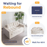MAXYOYO Bean Bag Chair for Adults, Upholstered Floor Sofa with Armrests, Loveseat Boneless Couch with Tufted Cushion & Backrest, Sofa in A Box, Large Bean Bag Couch for Bedroom Living Room, Beige MAXYOYO