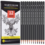 MARTCOLOR Drawing Sketching Pencils Set, 12 Pack Graphite Pencils(14B - 2H), Ideal for Drawing Art, Sketching, Shading, Artist Pencils for Beginners & Pro Artists MARTCOLOR