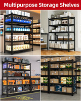 PrimeZone 36" x 16" x 72" Heavy Duty Storage Shelves - 5 Tier Adjustable Garage Storage Shelving, Metal Storage Utility Rack Shelf Unit for Warehouse Pantry Closet Kitchen, Black PrimeZone