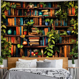 Accnicc Botanical Bookshelf Tapestry Lush Green Plant Book Shelf Tapestries Wall Hanging Art Vintage Retro Potted Plants Academics Library Book Tapestry for Bedroom Living Room Dorm 80 x 60 inch Accnicc
