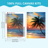 SENQAO Sunset Beach Diamond Art Kits for Adults, DIY 5D Sunset Landscape Diamond Art Kits, Landscape Paint with Diamonds Gem Art Full Round Drill Home Wall Decor 30x40cm SENQAO