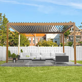 Domi Louvered Pergola 10x13FT, Outdoor Wood Grain Pergola Aluminum Frame with Adjustable Rainproof Metal Roof, Permanent Sun Shade with Drainage System for Deck Garden Yard domi outdoor living