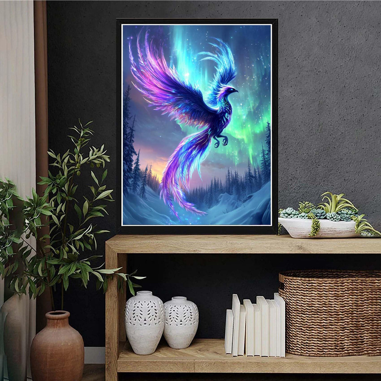 VAIIEYO 5D DIY Phoenix Diamond Art Kits for Adults, Diamond Painting Animal, Diamond Painting Kit Full Drill Round Rhinestone Craft Canvas for Home Wall Decor Gift 12x16 inch/30x40 cm VAIIEYO