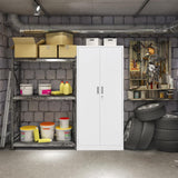 TaskStorz Steel SnapIt Cabinet, 72 Inch Metal Storage Cabinet with Locking Doors and Adjustable Shelves, Metal Garage Cabinet, Tool Cabinets for Office, Garage and Home Use, 72"H x 32"W x 18"D (White) TaskStorz