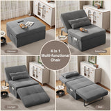 Sleeper Chair Bed, 4 in 1 Convertible Chair Bed Sofa Bed, Assembly-Free Sofa Chair Bed with Adjustable Backrest and Pillow, Modern Breathable Linen Fabric for Living Room Apartment Office, Dark Grey Aiho