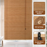 Outdoor Bamboo Roller Blinds Shades, Vertical Lifting and Breathable Waterproof Design, Sun Shade, Blackout and Ventilation, Easy Installation,35" W×72" H CSBWDLT