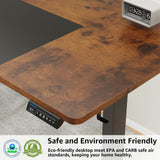 MOUNTUP 55x28 Inches Electric Height Adjustable Standing Desk, Sit Stand Desk with Memory Controller, Ergonomic Stand Up Desk for Home Office with Splice Board, Rustic Brown+Black MOUNTUP
