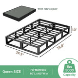 VIPSHOW 10 Inch Queen Metal Bed Frame Round Corner Low Platform Bed Frames 3000 LBS Heavy Duty Steel Slats Support Mattress Foundation No Box Spring Needed, Noise Free, Easy Assembly, Black VIPSHOW