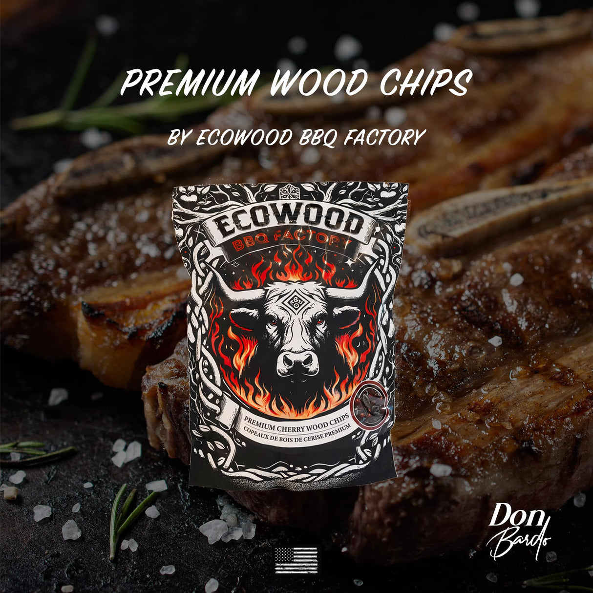 Don Bardo - Wood Smoker Chips - Apple, Cherry, Mesquite, Hickory & Oak Wood Chip for Smokers, Can be Use on Gas, Charcoal Grill, Smoke Wood Chips for Grilling, BBQ & Camping. 1.2 LB Bags (Oak) Don Bardo