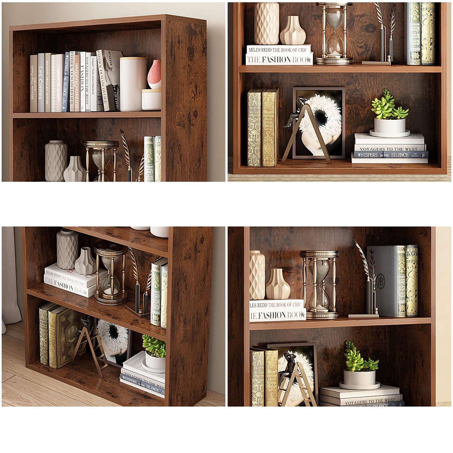 NEWSENDY 3-Tier Open Shelf Bookcase - Stylish Brown Storage Organizer for Home and Office - WoodArtSupply