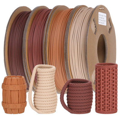 FXAAGFH 30% Real Wood Fiber 3D Printer Filament Bundle, 3 D PLA Printing Print Filament 1.75 mm, +/-0.03mm & 2.2 lbs, Walnut, Oak, Cherry, Teak, 250g X 4 Pack