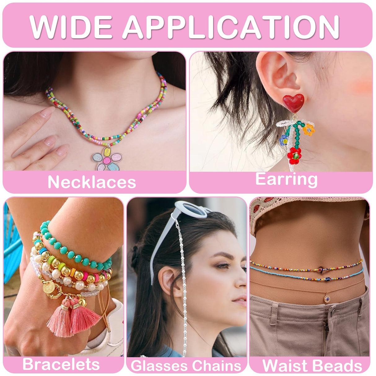 Hicdaw Electric Bead Spinner Kit - Clay Bead Spinner with 2 Needles for Crafting - Bracelet & Necklace Maker, Pink Hicdaw