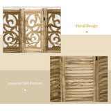 HOMCOM 3 Panel Room Divider, 5.5' Tall Wood Indoor Portable Folding Privacy Screens, Double Hinged Partition Wall Dividers for Home Office, Brown HOMCOM