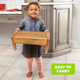 Growing Up Green Bamboo Bathroom Step Stool for Kids Using The Toilet and Sink - Kids Step Stool, Potty Training, Non-Slip, Bathroom, Kitchen, Lightweight Ginsey