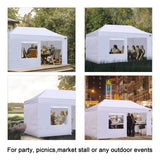 Eurmax USA Full Zippered Walls for 10 x 20 Easy Pop Up Canopy Tent,Enclosure Sidewall Kit with Roller Up Mesh Window and Door 4 Walls ONLY,NOT Including Frame and Top（White） Eurmax