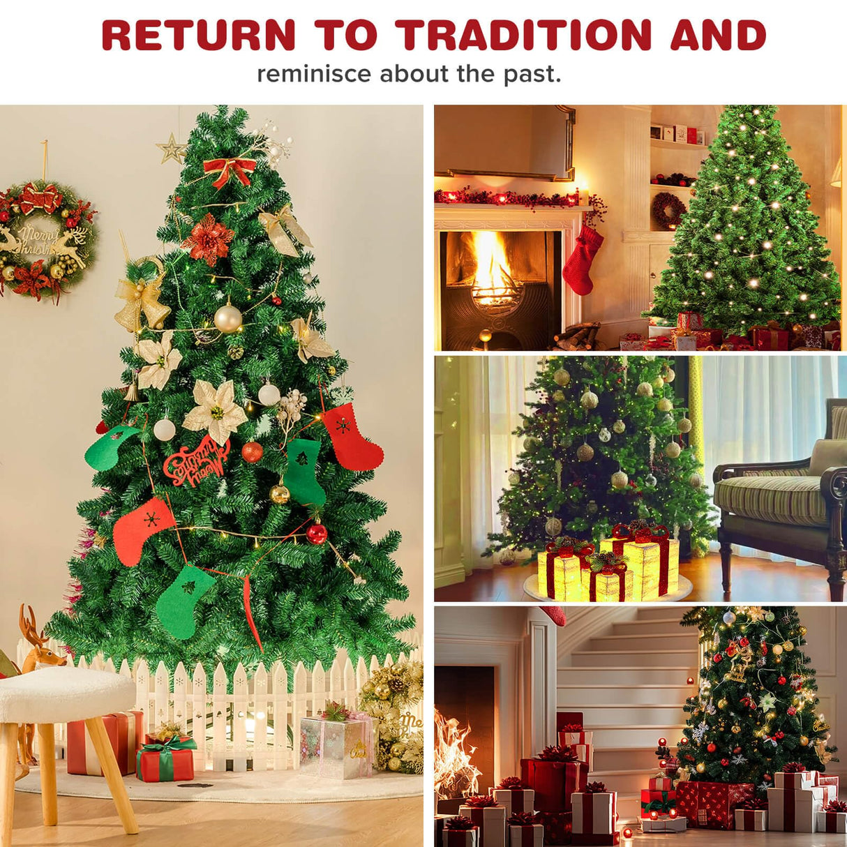 GTPLAYER 6.5ft Christmas Tree Artificial Xmas Tree with 200 Warm LED Lights & 1000 Branch Tip, Premium Pine Tree Party Decorations for Home, Foldable Stand, Easy Assembly GTPLAYER