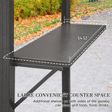 Domi 8’ x 6’ Grill Gazebo, Outdoor Aluminum BBQ Gazebo with 2 Side Shelves, Hardtop Double Roof Permanent Sun Shade with Ceiling Hooks for Patio Deck Yard Garden (Grey) domi outdoor living