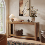 Tribesigns 63 Inch Entryway Console Table, 2-Tier Farmhouse Narrow Sofa Table Behind Couch, Accent Entrance Console Furniture for Entryway, Foyer, Hallway, Rustic Brown Tribesigns