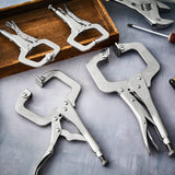4 Pcs Locking C Clamp Set, Locking Pliers with Fixed and Swivel Pads, 6 Inch, 9 Inch, 11 Inch, Metal Tools Welding Clamps for Home Farm Minatee