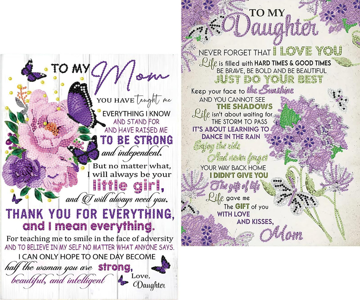 2 Pack Inspirational Diamond Painting Kits for Adult, Love Diamond Art Kits for Beginners, DIY Flower Butterfly Special Shaped Rhinestone Diamond Dots Gem Painting Art Craft for Home Decor 12x16Inch wavaiov