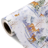 WRAPAHOLIC Kraft Christmas Wrapping Paper - Mini Roll - 17 Inch x 33 Feet - Watercolor Animal and Winter Forest Landscape Design for Christmas, Holiday, Party Celebration WRAPAHOLIC