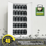 Greenvelly Metal Garage Storage Cabinet with 2 Doors and 4 Adjustable Shelves, 72”H White Steel Lockable Storage Cabinet,Tall Metal Cabinet Locking File Cabinet for Office,Home, Garage, Gym, School Greenvelly