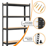Yaheetech Standing Shelf Units, 5 Tier Storage Shelf, Heavy Duty Shelving, Adjustable Garage Shelves, Utility Rack Shelf Unit, Basement Warehouse Shed, 35.5″W× 12″D × 71″H - Black Yaheetech