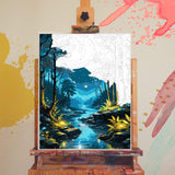 xackcme Moon Paint by Numbers for Adults - Landscape Paint by Number on Canvas Without Frame, DIY Forest Scenery Oil Painting for Gift Home Wall Decor (16x20 inch) xackcme