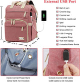 Knitting Bag Backpack,Yarn Storage Organizer Travel Crochet Bag with USB Charging Port,Large Capacity Yarn Storage Tote Bag Yarn Holder Case for Carrying Projects, Knitting Needles, Crochet Hooks Pink LTINVECK