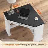 SEDETA 31.5" Corner Desk, Small Corner Desk for Small Space, Farmhouse Corner Computer Desk with Drawer, Small Computer Desk with Storage Shelves for Home Office, Living Room, Bedroom, White SEDETA