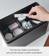 Yamazaki Home Tower First Aid Box Three Tiered Medical Supplies Metal Organizer with Multicompartment Storage - Steel + Wood YAMAZAKI