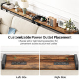 Kitstorack Rustic Brown Narrow Console Table for Behind Sofa, Elevated Rear Fence & Built-in Power Outlets, Includes 6.5' Power Cord, 5.9" D x 39.4" L x 33.3" H Kitstorack