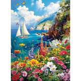 300 Pieces Puzzles for Adults–Colorful Garden By The Ocean Puzzle for Adults Children Elderly–Recycled Paper Puzzle 300 Pieces–Glossy, Sturdy Pieces Challenging Family Game Great Gift Idea (20.5x15in) Edsjegn