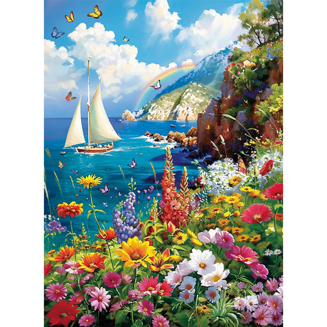 300 Pieces Puzzles for Adults–Colorful Garden By The Ocean Puzzle for Adults Children Elderly–Recycled Paper Puzzle 300 Pieces–Glossy, Sturdy Pieces Challenging Family Game Great Gift Idea (20.5x15in) Edsjegn