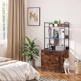 ZENY 2-in-1 Cat Litter Box Enclosure with Storage Shelves, Hidden Cat Litter Box Enclosure Furniture with Entrance (Rustic Brown) ZENY