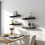GXYAWPJ Wood Floating Shelves for Wall, Rustic Black Wall Shelves for Bedroom, Set of 4 GXYAWPJ